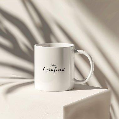 Minimalist Black and White Mrs Newlywed Bride Two-Tone Coffee Mug