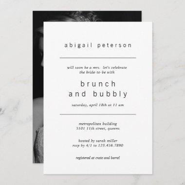 Minimalist Black and White Photo Bridal Brunch Invitations