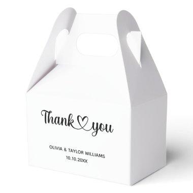 Minimalist Black And White Thank You Heart Favor Boxes
