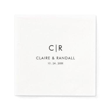 Minimalist Black and White Wedding Napkins