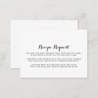 Minimalist Black and White Wedding Recipe Request Enclosure Invitations