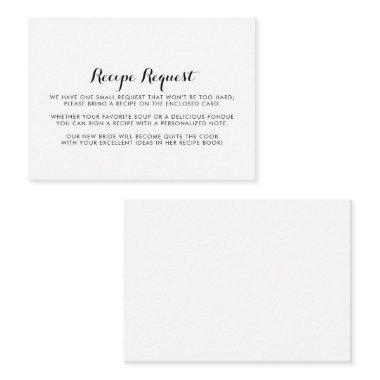 Minimalist Black and White Wedding Recipe Request Enclosure Invitations