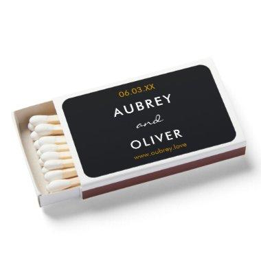 Minimalist Black & White Monogram Wedding Favor Matchboxes