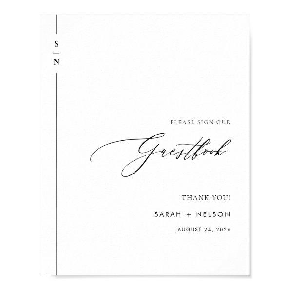 Minimalist Black & White Wedding Guest Book Sign