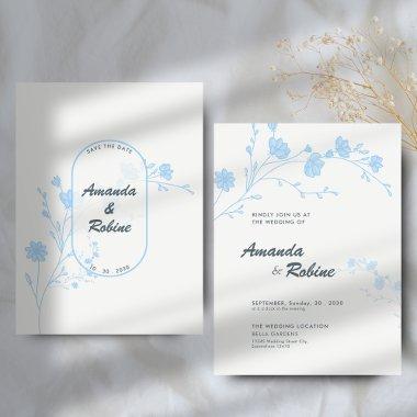 Minimalist Blue Floral Wedding