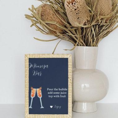 Minimalist blue navy bridal shower mimosa bar poster