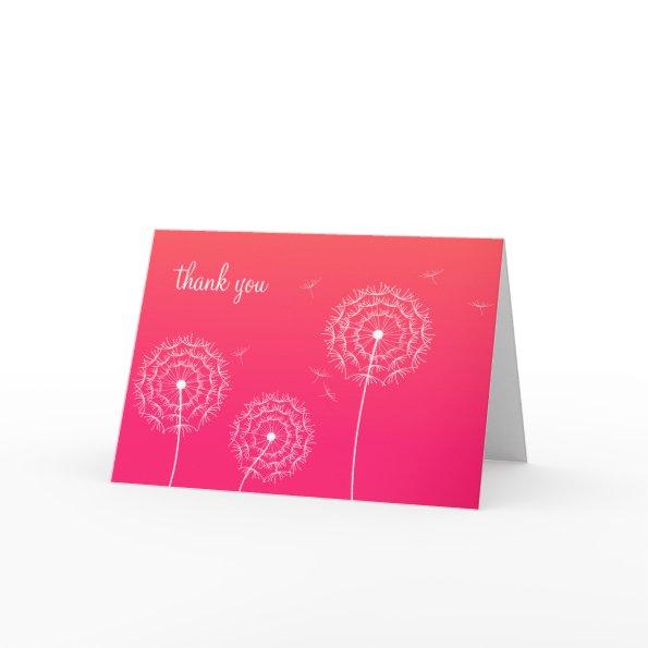 Minimalist Blue White Dandelion Flower Thank You