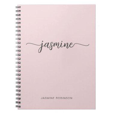 Minimalist Blush Pink Girly Monogram Name Script N Notebook