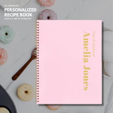 Minimalist Blush Pink Personalized Recipe Book