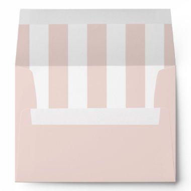 Minimalist blush pink stripes wedding envelope