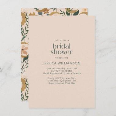 Minimalist Boho Blush Floral Moon Bridal Shower Invitations
