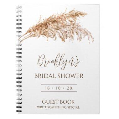 Minimalist Boho Pampas Grass Bridal Shower Guest Notebook