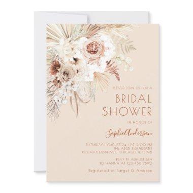 Minimalist Boho Pampas Grass Bridal Shower Invitat Invitations