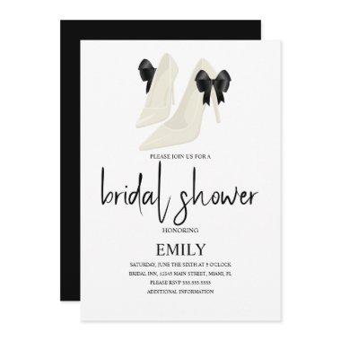 Minimalist Bow Black Wedding Heels