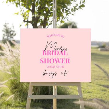 Minimalist Bridal Shower Hot Pink Welcome Sign
