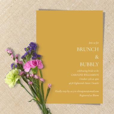 Minimalist Brunch Bubbly Bridal Shower Yellow Invitations