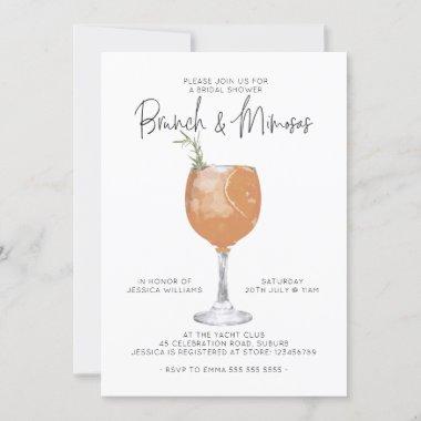 Minimalist Brunch & Mimosas Cocktail Bridal Shower Invitations