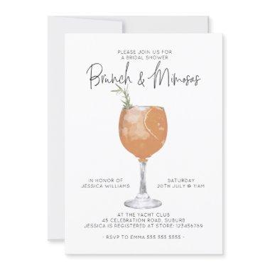 Minimalist Brunch & Mimosas Cocktail Bridal Shower Invitations