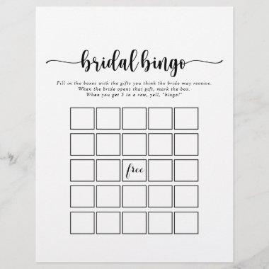 Minimalist Calligraphy Bridal Bingo Game