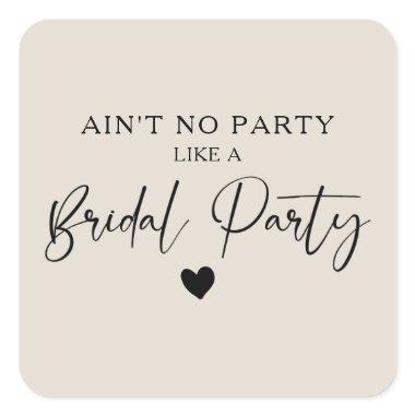 Minimalist Calligraphy Bridal Party Square Sticker