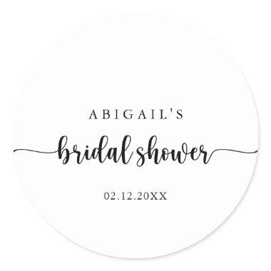 Minimalist Calligraphy Bridal Shower Favor Classic Round Sticker