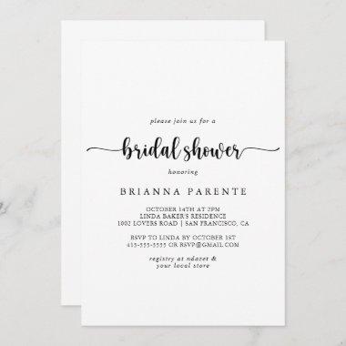 Minimalist Calligraphy Bridal Shower Invitations