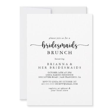 Minimalist Calligraphy Bridesmaids Brunch Shower  Invitations