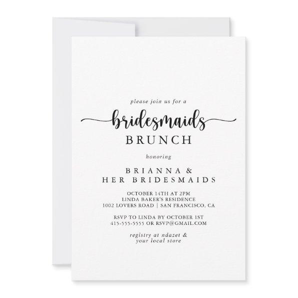 Minimalist Calligraphy Bridesmaids Brunch Shower  Invitations