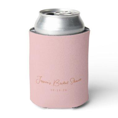 Minimalist Calligraphy Cute Pink Bridal Shower Can Cooler