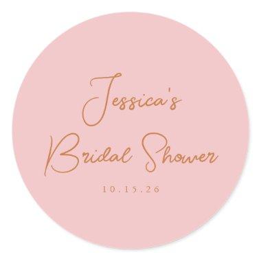Minimalist Calligraphy Cute Pink  Classic Round Sticker