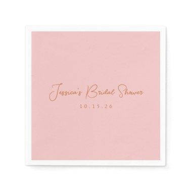 Minimalist Calligraphy Cute Pink Bridal Shower Napkins