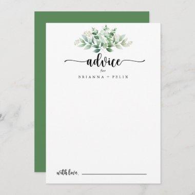 Minimalist Calligraphy Green Eucalyptus Wedding  Advice Card