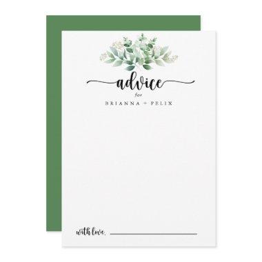 Minimalist Calligraphy Green Eucalyptus Wedding  Advice Card