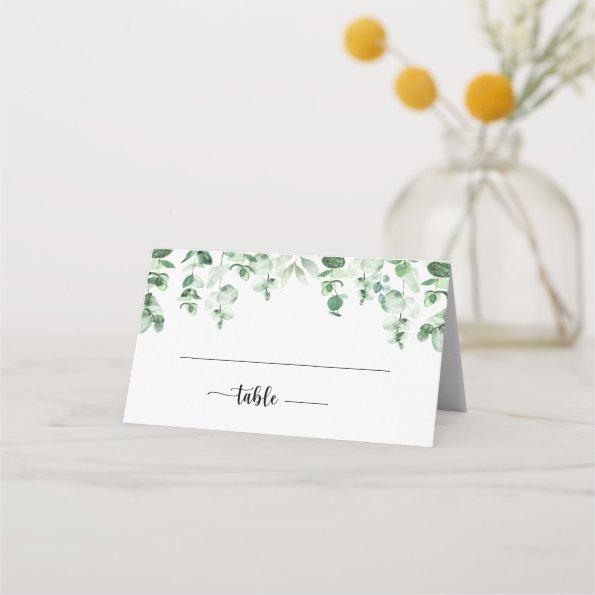 Minimalist Calligraphy Green Eucalyptus Wedding Place