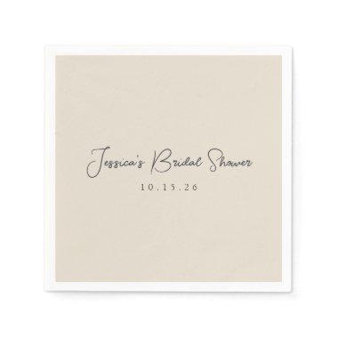 Minimalist Calligraphy Ivory Black  Napkins