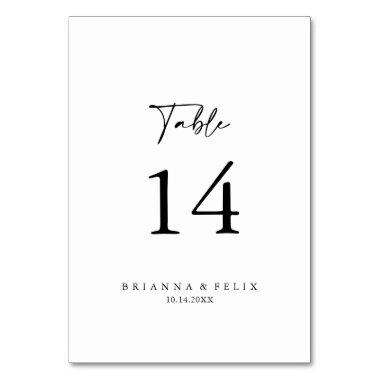 Minimalist Calligraphy Modern Elegant Wedding Table Number