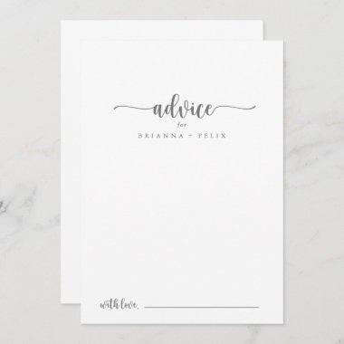 Minimalist Calligraphy Silver Wedding Advice Card