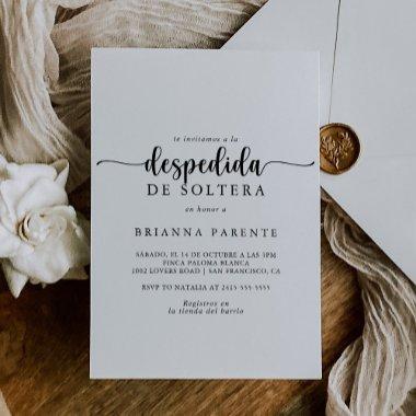 Minimalist Calligraphy Spanish Bridal Shower Invitations