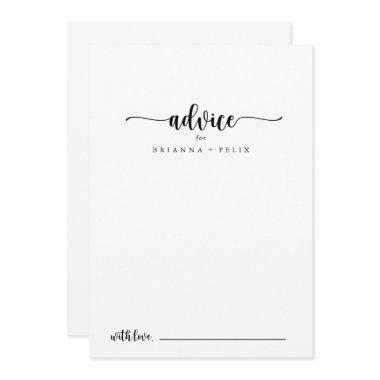 Minimalist Calligraphy Wedding Advice Card