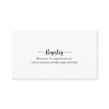 Minimalist Calligraphy Wedding Gift Registry Enclosure
