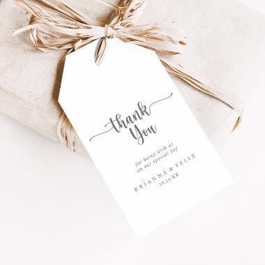 Minimalist Calligraphy Wedding Silver Thank You Gift Tags