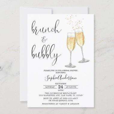 Minimalist Champagne Brunch & Bubbly Bridal Shower Invitations