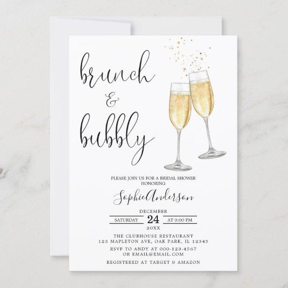 Minimalist Champagne Brunch & Bubbly Bridal Shower Invitations