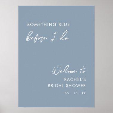 Minimalist Chic Dusty Blue Bridal Shower Welcome Poster