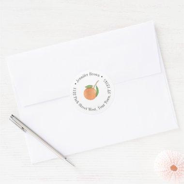 Minimalist Citrus Oranges Charcoal Return Address Classic Round Sticker