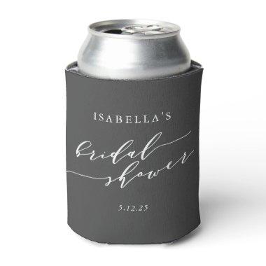 Minimalist Classic Black White Bridal Shower Can Cooler