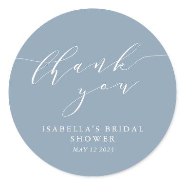 Minimalist Classic Dusty Blue  Thanks Classic Round Sticker