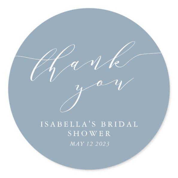 Minimalist Classic Dusty Blue  Thanks Classic Round Sticker
