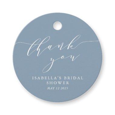 Minimalist Classic Dusty Blue  Thanks Favor Tags