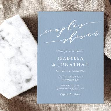 Minimalist Classic Dusty Blue Green Couples Shower